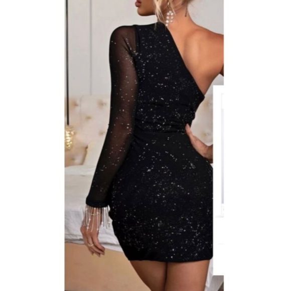 Shein One Shoulder Sparkly Mini Dress - Picture 3 of 9